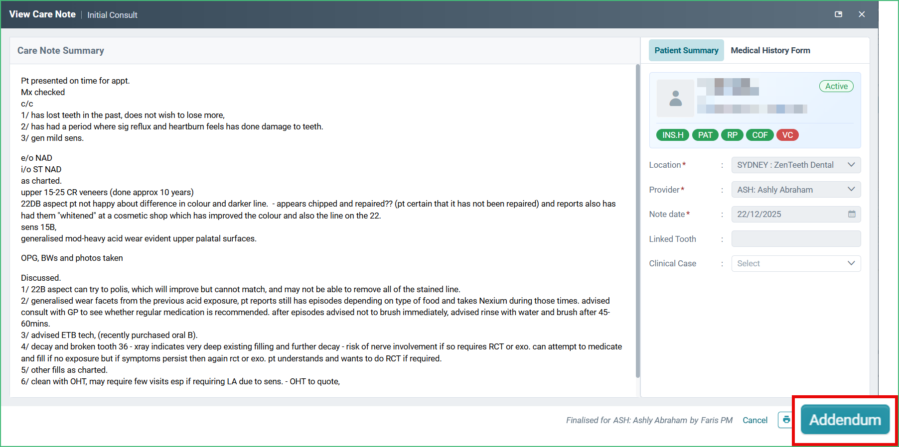 Add an Addendum to a Finalised Note – CareStack