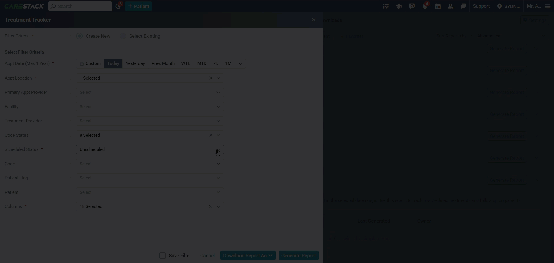 Treatment Tracker Report Generation
