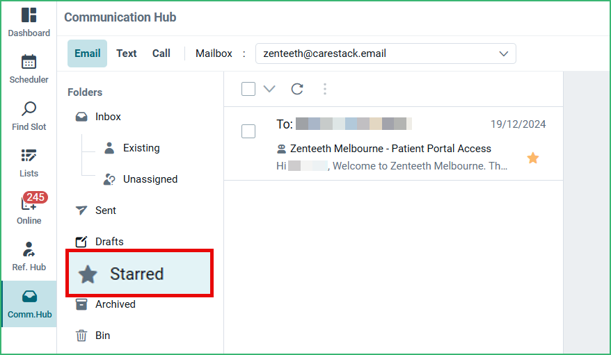 Manage Patient Correspondence via Communication Hub – CareStack