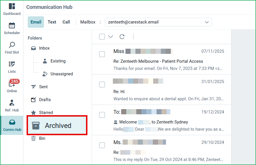 Manage Patient Correspondence via Communication Hub – CareStack