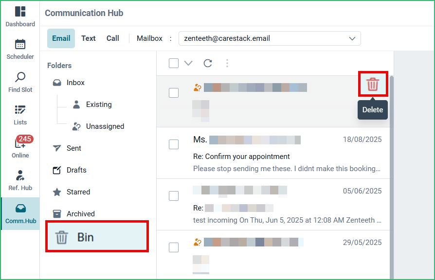 Manage Patient Correspondence via Communication Hub – CareStack