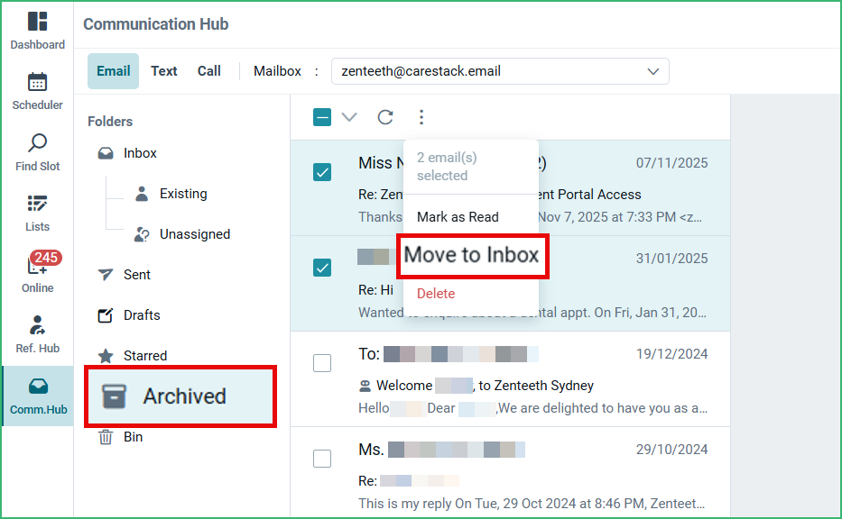 Manage Patient Correspondence via Communication Hub – CareStack