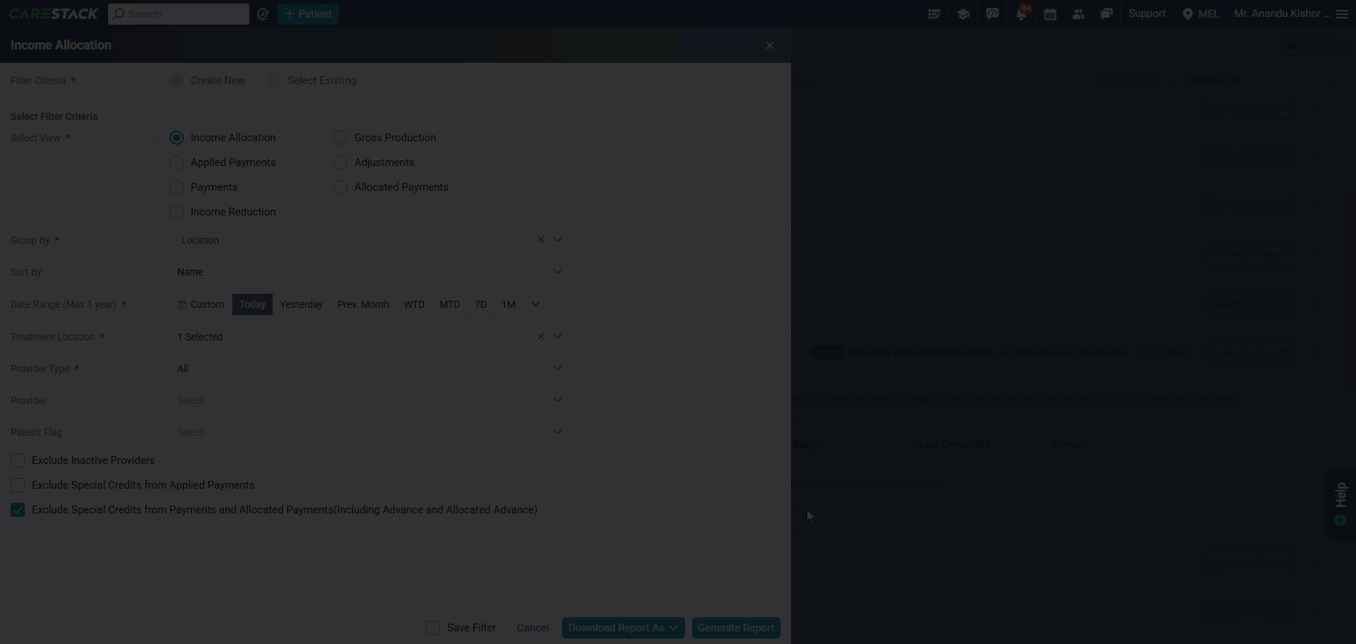 Applied Payments Summary View