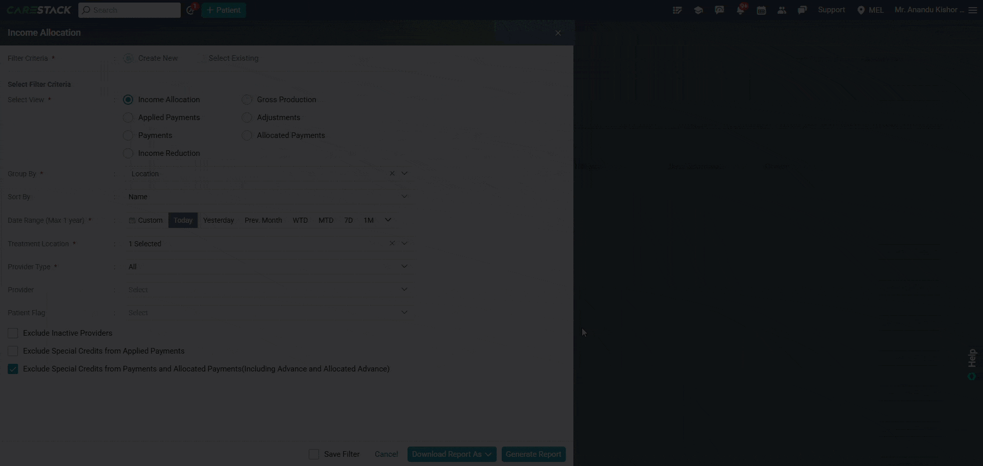 Allocated Payments Summary View